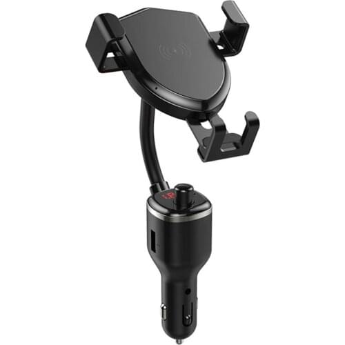 Mobile Phone Holder 10W Wireless Quick Charging Mobile Phone Holder Stand with Fm Bluetooth Transmitter LED digital display