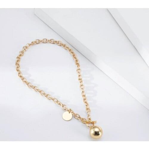 Fashion ball pendant necklace for women Charming lady Gold color necklace Wholesale jewelry