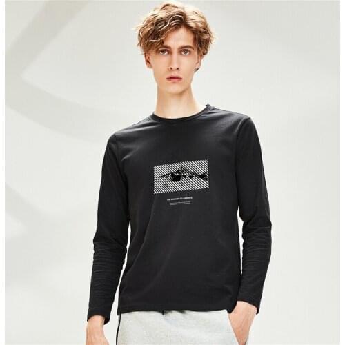 Giordano Men Tshirts Printed Cotton Crewneck Long Sleeve Tee Shirts Durable Soft Camisetas Hombre 91099985