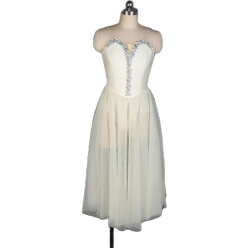 All For Dance 2019 New Ivory Tint Spandex Bodice Contemporary Long Dress Girls/Women Stage Performance Wear