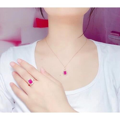 New Arrival Real and Natural Real Natural Ruby jewelry set Natural Real Ruby925 sterling silver 1pc pendant,1pc ring