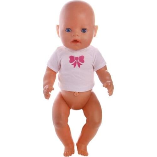 New style popular cute Bow tie WhiteT-shirt For 18inch American doll/43cm New for Chrid Christmas Gift