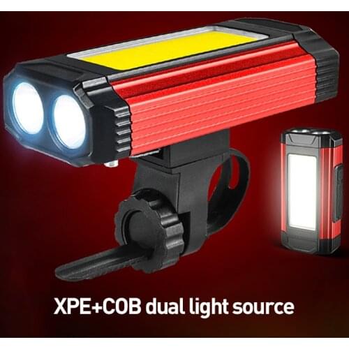 New Bicycle Headlights USB Rechargeable Dual Light Source with Iron-Absorbing Stone Bike Front Light High-Power Work lamp