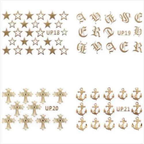 Wholesale New Arrival 18K Gold Nail Sticker Golden Nail Tip Decoration 3D Fashion Bronze Nail decal 200packs/lot free shipping