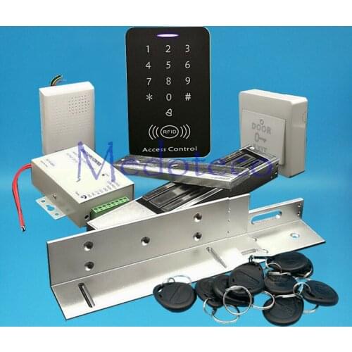Full 125khz Rfid Card Wood Metal Door Access Control System Kit EM Card Access Controller +600lbs Magnetic Lock + ZL Bracket