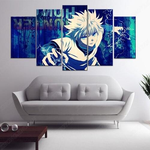 Home Decor Prints 5 Panel Hunter X Hunter Pictures Anime Wall Art Modular Canvas Poster Modern Bedside Background Hanging Painti