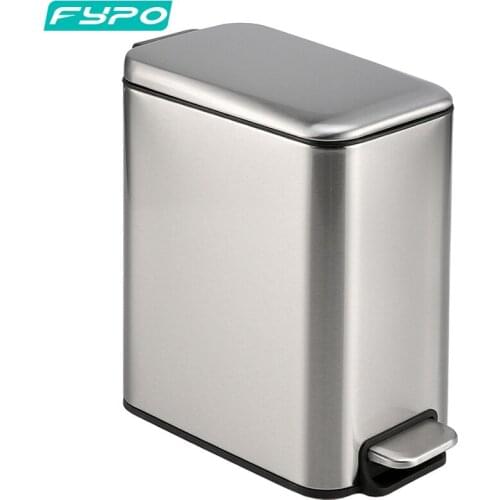 Rectangular Trash Can Household Stainless Steel Pedal Mute Dustbin Toilet Narrow Trashcan For Kitchen Bedroom Trash Bin