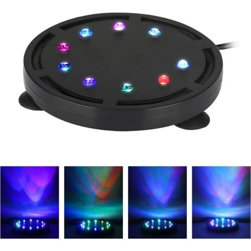 RGB Fish Tank Landscaping Submersible Light Aquarium Underwater Air Bubble Oxygen 9 LED Lighting Lamp US/EU Plug
