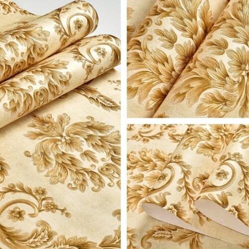 1M Luxury Wall Covering Wallpaper 3D Floral Printed Non-Woven Self-adhesive European Style Bedroom