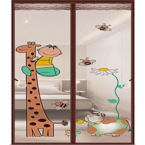 Cartoon Deer Owl Children Bedroom Magnetic Door Curtains Home Summer Anti-Mosquito Insect Fly Screen Net Automatic Close