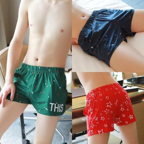 Loose Mens Underwear Fashion Summer Men Boxer Cotton Short Trunks Pyjama Bottoms