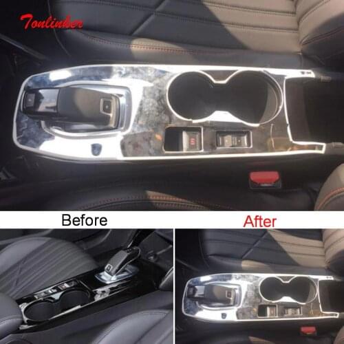 Tonlinker Interior Car Gear Pad Water Holder Cover Sticker For Peugeot 2008 2020 Car styling 1 PCS Stainless Steel Cover Sticker