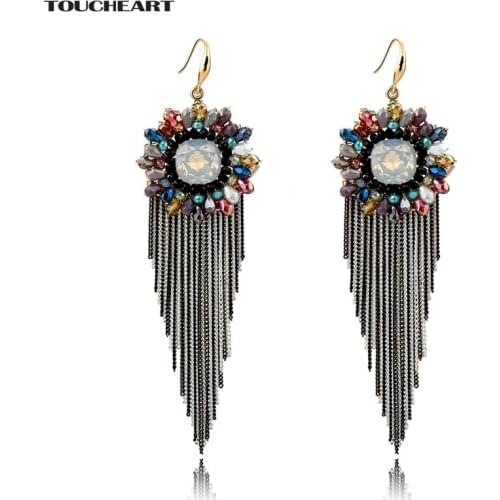 TOUCHEART Charm Ethnic Colorful Tassel Long Earrings for Women Bohemian Statement Earrings Wedding Fashion Jewelry SER160035