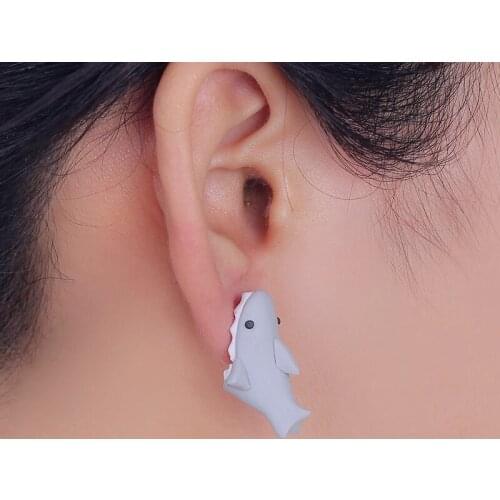 TTPAIAI 30 Brand Handmade Polymer Clay Big Shark Stud Earrings Fashion Jewelry Cartoon 3D Animal Earrings For Women Girl Gift
