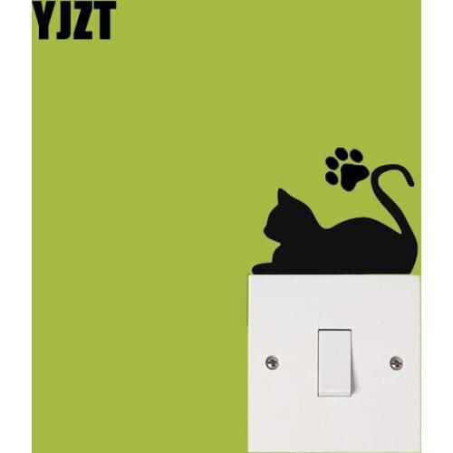 Leisurely Cat Vinyl Black ModernWall Decal Decor Fashion Switch Sticker Animal 8SS-0029