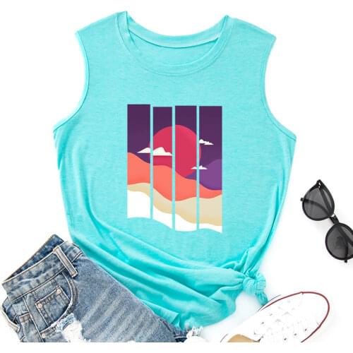 Sunset Cloud Nature Scenery Tank Tops Women Vest Tanks Summer Shirt Sleeveless T-Shirts Casual Muscle Fitness Tee Shirts Clothes