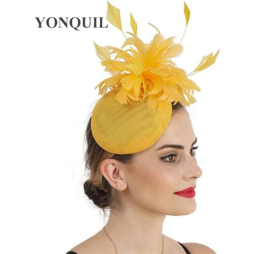 Elegant Bride Wedding Hair Hat Fashion New Fascinator Hair Band Women Derby Event Headpiece Fancy Feather Flower Hair Accessory