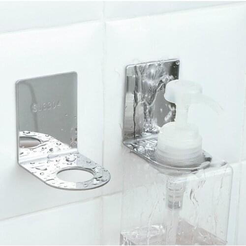 1Pcs Stainless steel Punch-free Hanger Bathroom Shampoo Shower Gel Bottle Rack Practical Wall Hanging Holder