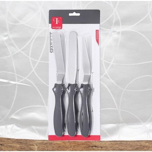 3pcs/set Stainless Steel Cream Spatula Cake Scraper Smoother Palette Knife Cake P9YB