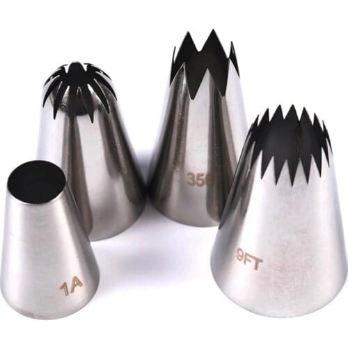 4Pcs/set Large Cream Icing Piping Cake Nozzles Stainless Steel Cake Decorating Tools Baking Pastry Tips Dessert Decorators
