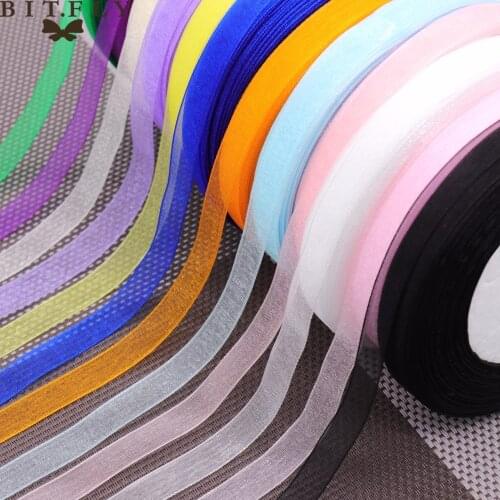 50 yards/roll) 10mm organza ribbons Bow Wedding party Christmas home Decoration supplies Wrapping Christmas New Year DIY Materi