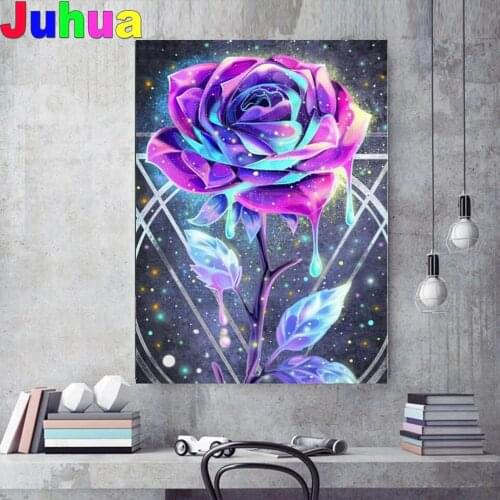 5d diy Diamond painting"Purple Rose"diamond mosaic cross stitch embroidery diamond round square stones decor Home