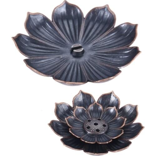 88m Alloy Incense Burner Detachable Catcher Burner Stick Holder Plate Buddhism Coil Lotus Censer Buddhist Line Incense Burn