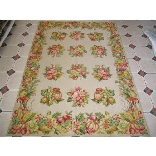Free shipping 4'X6' needlepoint rugs,New Zealand woolen rugs aubusson designs Light Green