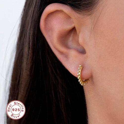 BOAKO Hoop Earrings For Women 925 Sterling Silver Ins Minimalist Round Beads All-Match Earrings Fine Jewelry Kolczyki Damskie