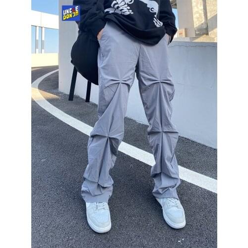 UNCLEDONJM Pleated flared trousers japanese streetwear sweatpants men cargo pants tactical pants punk pants OR-V6159
