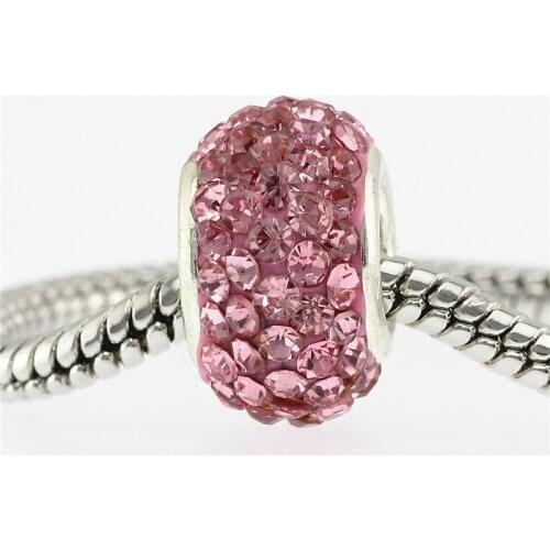 10 color large pore bead n beads for Jewelry CZ silver colour Charm beads fit pandora Charms Bracelets Necklaces