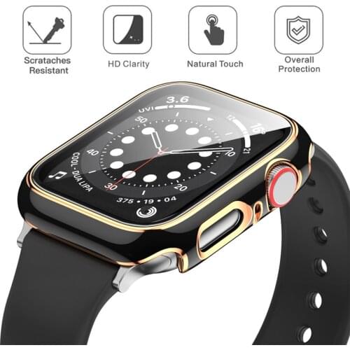 Case+film for Apple watch 44mm 40mm 42mm 38mm iwatch series 6/5/4/3/2 matte Plastic cover hard frame with glass film Accessories