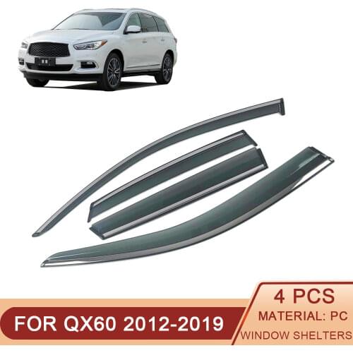 For INFINITI QX60 JX35 2012-2019 Car Window Sun Rain Shade Visors Shield Awnings Shelters Protector Cover Trim Frame Sticker