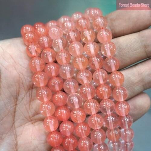 Smooth Pink Cherry Quartz Natural Stone Loose Beads DIY Bracelet Necklace Pendant for Jewelry Making 15" Strand 4 6 8 10 12 14MM