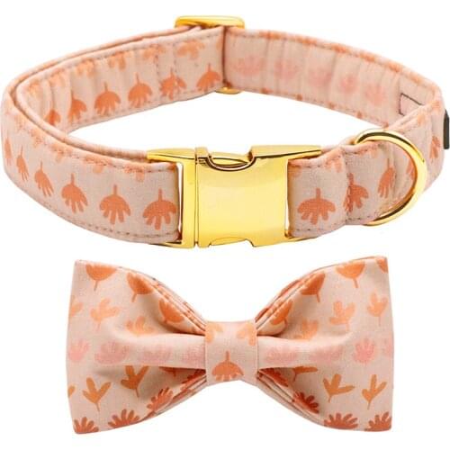 Unique Style Paws Cotton Dog Collar with Bow tie Thanksgiving Turkey Pet Adjustable Puppy Collar for Small Medium Large Dog