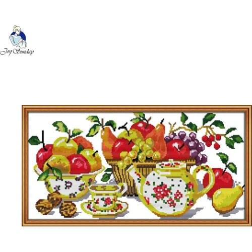 Joy sunday Fruit 6 Counted Cross Stitch DMC DIY 11CT 14CT Cross-Stitch Kit Handmade Embroidery for Needlework factory wholesale