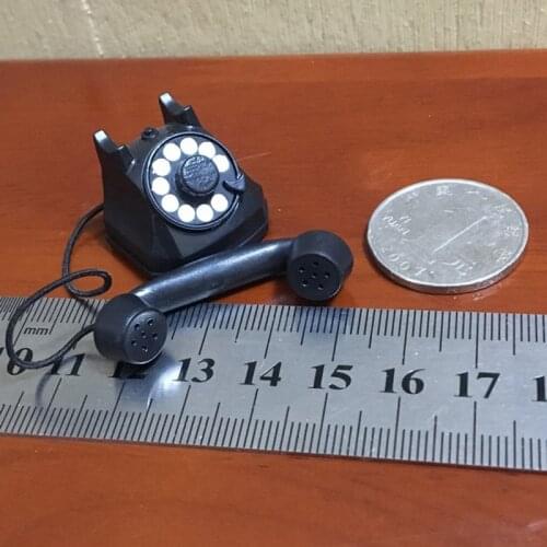 1/6 Scale Classic Black Military Fixed Telephone Old Phone Retro Dial-up Telephone Static for 12" Action Figure Body Accessories