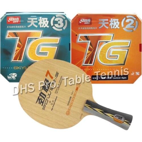 DHS Pro Combo Racket POWER.G7 PG7 PG.7 PG 7 + NEO Skyline TG2 and NEO Skyline TG3 Shakehandlong handle FL