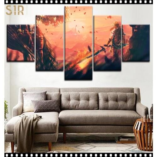 The Legend Zelda Poster Vikings Pictures Wall Art 5 Pieces Canvas Painting Home Decor Living Room HD Printed Game Poster Anime