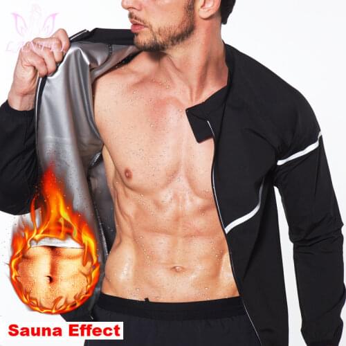 LANFEI Sweat Sauna Tops Mens Body Shaper Zipper Thermal Weight Loss Fat Burner Back Support Workout Slimming Shirt Shapewear