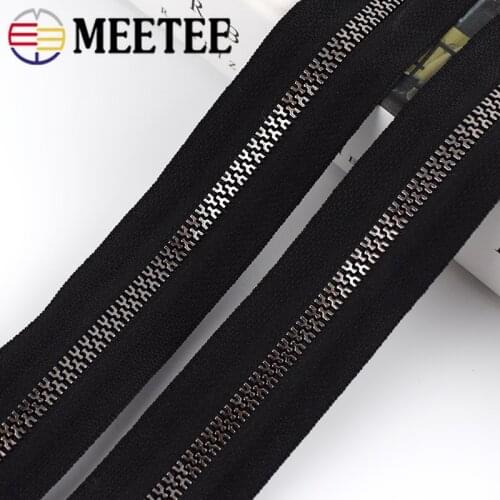 Meetee 2/4M 5#/8# Resin Y-shaped Tooth Zipper Open-End Coded Crop Zip for Clothing Jacket Sewing Zippers DIY Repair Accessories