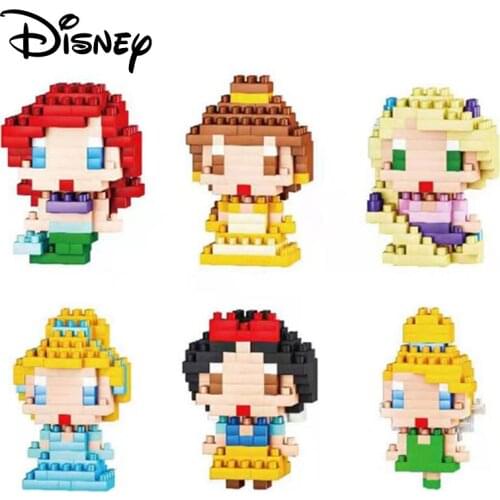 Disney Princess Micro Building Blocks Snow White Ariel Cinderella Belle Cartoon Mini Bricks Figures Assembling Model Toy For Kid