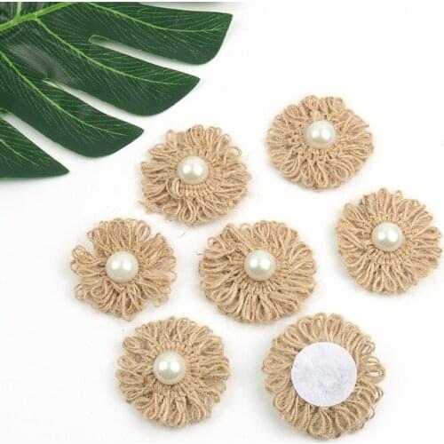 Pack of 100 Handmade Natural Jute Rose Burlap Hessian Flower for DIY Crafts Vintage Favor Rustic Wedding Party Decor Wholesale