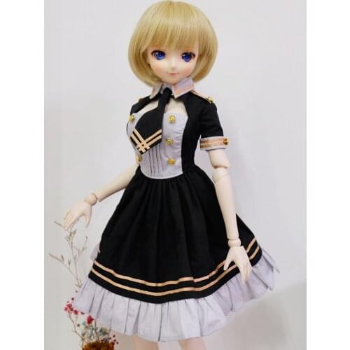 BJD Doll Clothes Black Sailor Uniforms Handsome Dress with Tie Suit 1/3 1/4 DDM/DDL/MSD Custom Doll Accessories