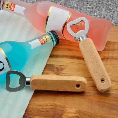 Wine Opener Bartender Bottle Opener Rubber Wood Handheld Kitchen Beer Soda Bottle Bottle Wine Cap Bar Opener Home Opener Gl K9M5