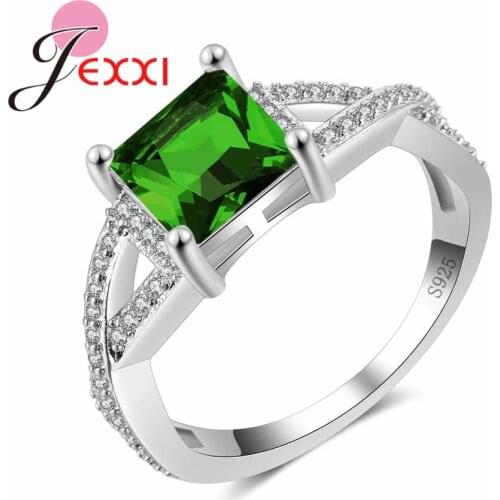 Luxury Big Crystal Wedding Engagement Rings For Girl 925 Sterling Silver Rings For Women New Design 4 Claw Accessory