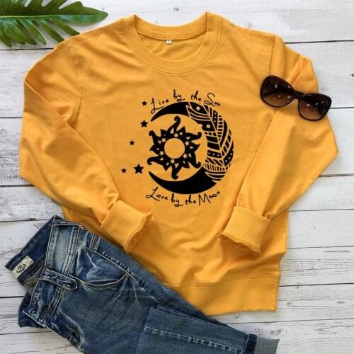 Live By the Sun Love By the Moon Sweatshirt Trendy Women Astronomical Sweatshirts Unisex Long Sleeve Graphic Nature Pullovers