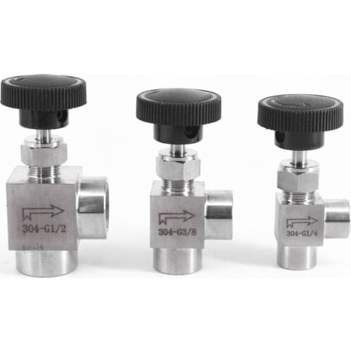 1/8" 1/4" 3/8" 1/2" BSP NPT Female Angle Needle Valve Crane Elbow 304 Stainless Flow Control Water Gas Oil 915 PSI