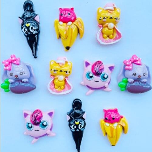 10 New Cartoon Resin Kawaii Animal Series Flat DIY Crafts Scrapbook Hair Dow Center Jewelry A05
