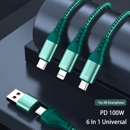 100W Multi port charger 5A fast charging for iPhone 12 Samsung huawei xiaomi macbook for lightning micro usb type c cable 3 In 1
